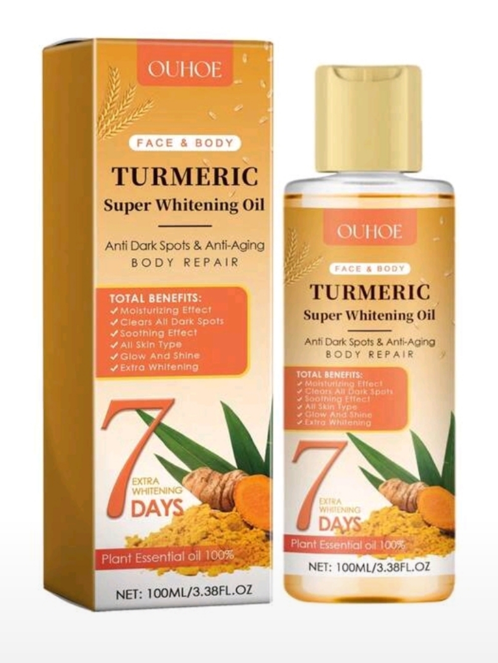 100ml Turmeric Super Whitening Oil  - Yellow/Gold Packaging
